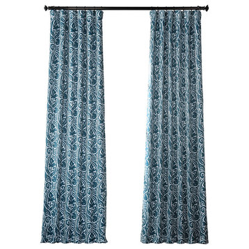 Abstract Teal Blackout Curtain, Pair, 50W x 84L