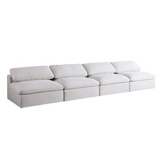 Serene Linen Down Filled Cloud Modular Sofa, Cream, 4-Seater, Armless