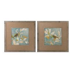 www.essentialsinside.com:  turqouise bird silhouettes framed wall art, set of 2 - Artwork