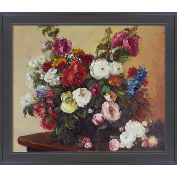 La Pastiche Bouquet of Diverse Flowers with Gallery Black, 24" x 28"