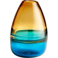 Cyan Lighting Jupiter, 11" Large Vase, Amber/Blue Finish