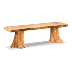 Cedar Stump Slab Bench - Dining Benches
