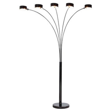 Micah LED 5 Arched Floor Lamp With Dimmer, Jet Black