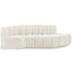 Meridian Furniture - Arc Velvet Upholstered 4-Pc. S-Shaped Modular Sectional, Cream - Give your living room or den the perfect blend of style and versatility with this Arc velvet fabric curved modular Sectional. Part of the Arc modular furniture collection, this Sectional comes upholstered in rich cream velvet fabric and features deep channel tufting that adds a touch of luxury while enhancing comfort and support. A seamless combination of form and function, this chair can be used with other Arc pieces to create a myriad of configurations in your well-curated room.