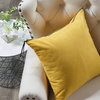 Suede Pillow Shell with Big Zipper, Lemon Curry, 20x20"