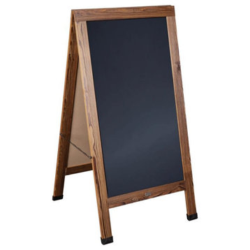 48" x 24" A-Frame Indoor/Outdoor A-Frame Magnetic Chalkboard Sign Set, Torched Brown