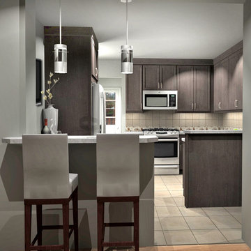 Dark Transitional Kitchen Remodel |Espresso Cabinets & Light Granite Countertops