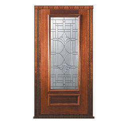 Pre-hung Single Door 80 Wood Mahogany Marsala 1 Panel 3/4 Lite Glass - Front Doors