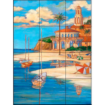 Tile Mural, Mediterranean Beach Club 2 by Paul Brent