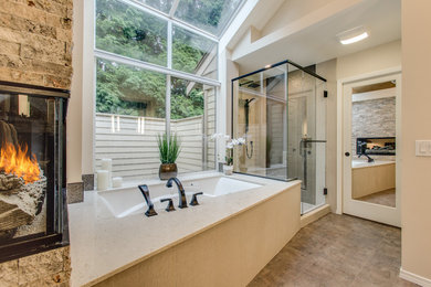 Photo of a transitional home design in Seattle.