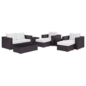 Convene 8 Piece Outdoor Patio Sofa Set EEI-2159-EXP-WHI-SET