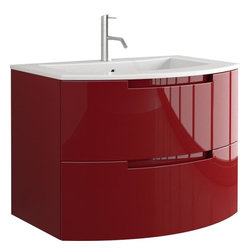 Italian 29 inch Modern Floating Bathroom Vanity Red Glossy Finish - Bathroom Vanities And Sink Consoles