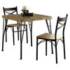 Industrial Style 3 Piece Dining Table Wood And Metal, Brown And Black