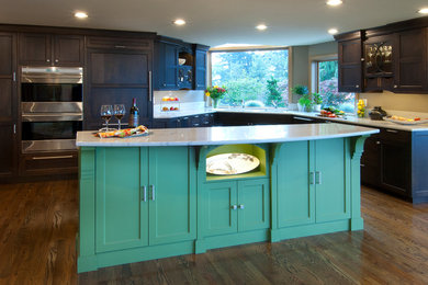 Example of a transitional kitchen design in Seattle