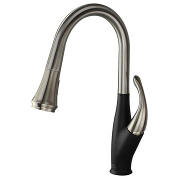 Pull Out Kitchen Faucet With Single Handle, Luxe Stainless/Black, 2.31"x11"