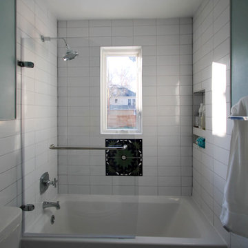 East Denver Minimalist White Bathroom & Kitchen Renovation