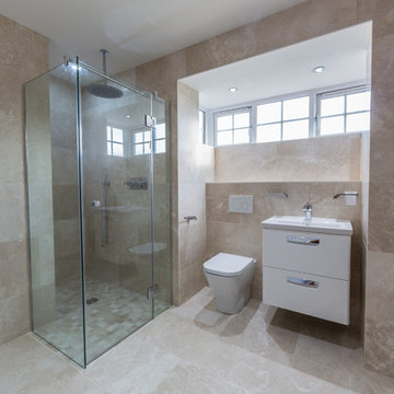 Botticino bespoke glass shower size increase project