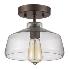 Ironclad  1-Light Rubbed Bronze Semi-Flush Ceiling Fixture