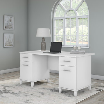 Somerset 60W Office Desk with Drawers, White