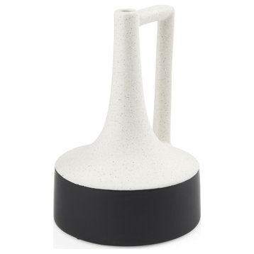 Burton 11.6H Medium White and Black Ceramic Jug Vase