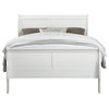 Benzara BM220336 Wooden Full Panel Design Sleigh Headboard & Footboard Bed,White