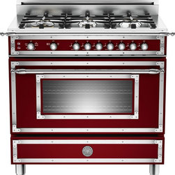 Bertazzoni 36" Range HER366GASVI Heritage Series Burgundy Natural Gas Ranges - Gas Ranges And Electric Ranges