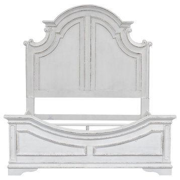 Queen Panel Bed (244-BR-QPB), Antique White Finish