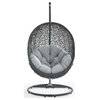 Hide Outdoor Wicker Rattan Swing Chair With Stand, Gray