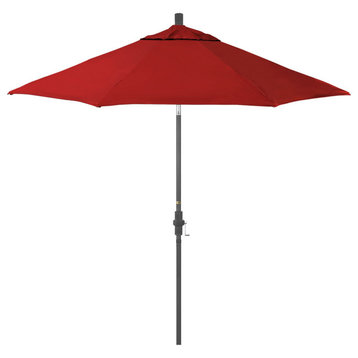 9' Patio Umbrella Hammertone Grey Pole Fiberglass Ribs Pacific Premium, Red