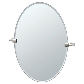 Gatco 23-1/2" x 26-1/2" Wall-Mount Frameless Oval Mirror in Satin Nickel