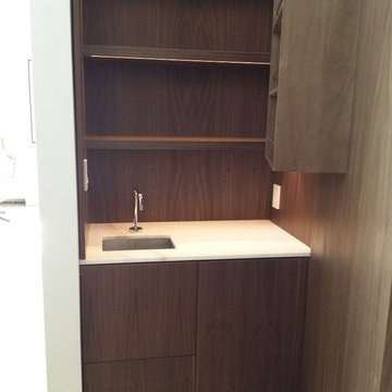 Custom walnut stairs & wet bar Soho- New York, NY