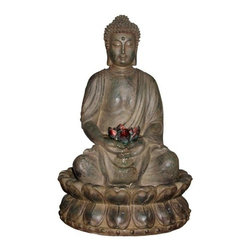 Tabletop Buddha Water Feature w/ LED Light - Indoor Fountains