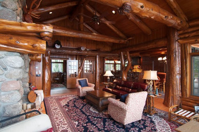 Living room - rustic living room idea in Minneapolis