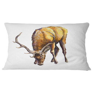 Male Deer Illustration Art Animal Throw Pillow, 12"x20"