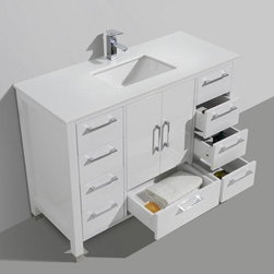 48" Gloss White Vanity with White Quartz Counter Top - Bathroom Vanities And Sink Consoles