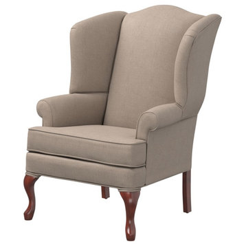 Comfort Pointe Erin Beige Fabric Traditional Wing Back Accent Chair