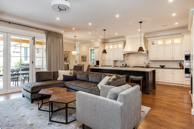 Transitional family room photo in Denver