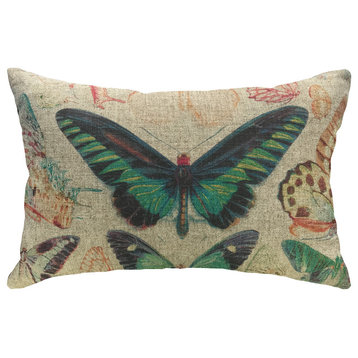 Patterned Butterfly Linen Pillow