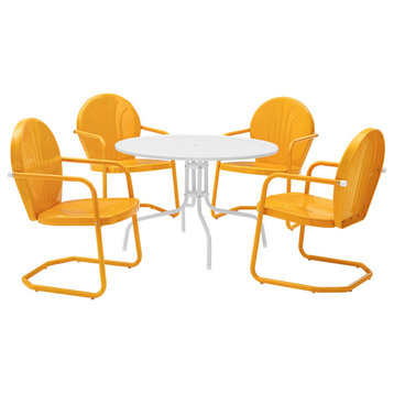 Griffith Metal Five-Piece Outdoor Dining Set, Tangerine