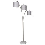 Lux Lighting - Brady 80" Steel Floor Lamp With 3 Arms, Grey Shade, 1 pack - Introducing the 80-Inch Metal Floor Lamp with Three Arms and Linen Hardback Shades, a magnificent and versatile lighting fixture that not only provides ample illumination but also adds a touch of contemporary elegance to your living space. This floor lamp is a stunning combination of form and function, designed to be both a source of light and a striking piece of decor.