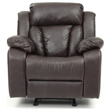 Passion Furniture Daria Dark Brown Faux Leather Reclining Chair PF-G686-RC