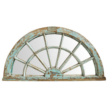 Consigned Blue Window Transom Arch Mirror