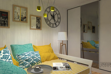 Example of a small trendy home design design in Hertfordshire