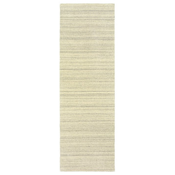 Isadora Hand-tufted Wool Tone-on-Tone Stripes Beige/Beige Area Rug, 2'6"x8'