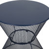 Freda Modern Outdoor 2 Seater Iron Chat Set Wth Side Table, Matte Navy Blue