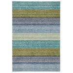 Company C - Brushstroke Wool Hand Tufted 9'x13' Rug, Blue - Our hand-made Brushstroke rug comes alive on a canvas of hand-tufted pure wool, and is enlivened by a melange of muted colors and a painterly design.