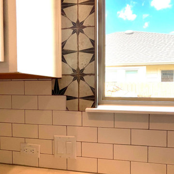 Kitchen Backsplash - Combined Window Accent Tile with 3 x 6 subway tile