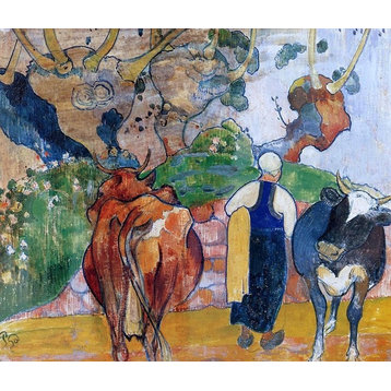 Paul Gauguin Peasant Woman and Cows in a Landscape Wall Decal