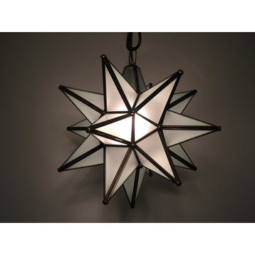 Moravian Star Light, Frosted Glass With Bronze Trim, 10" Diameter, No Mount Kit