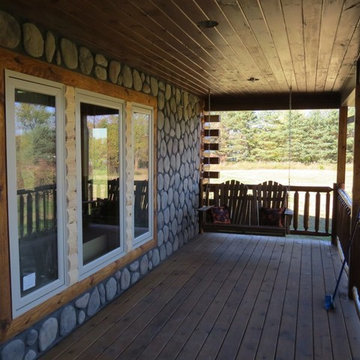 Large Log Porch w/ Stone Siding